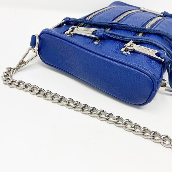REBECCA MINKOFF | Blue Studded Zip Leather Crossbody Bag - Picture 9 of 15